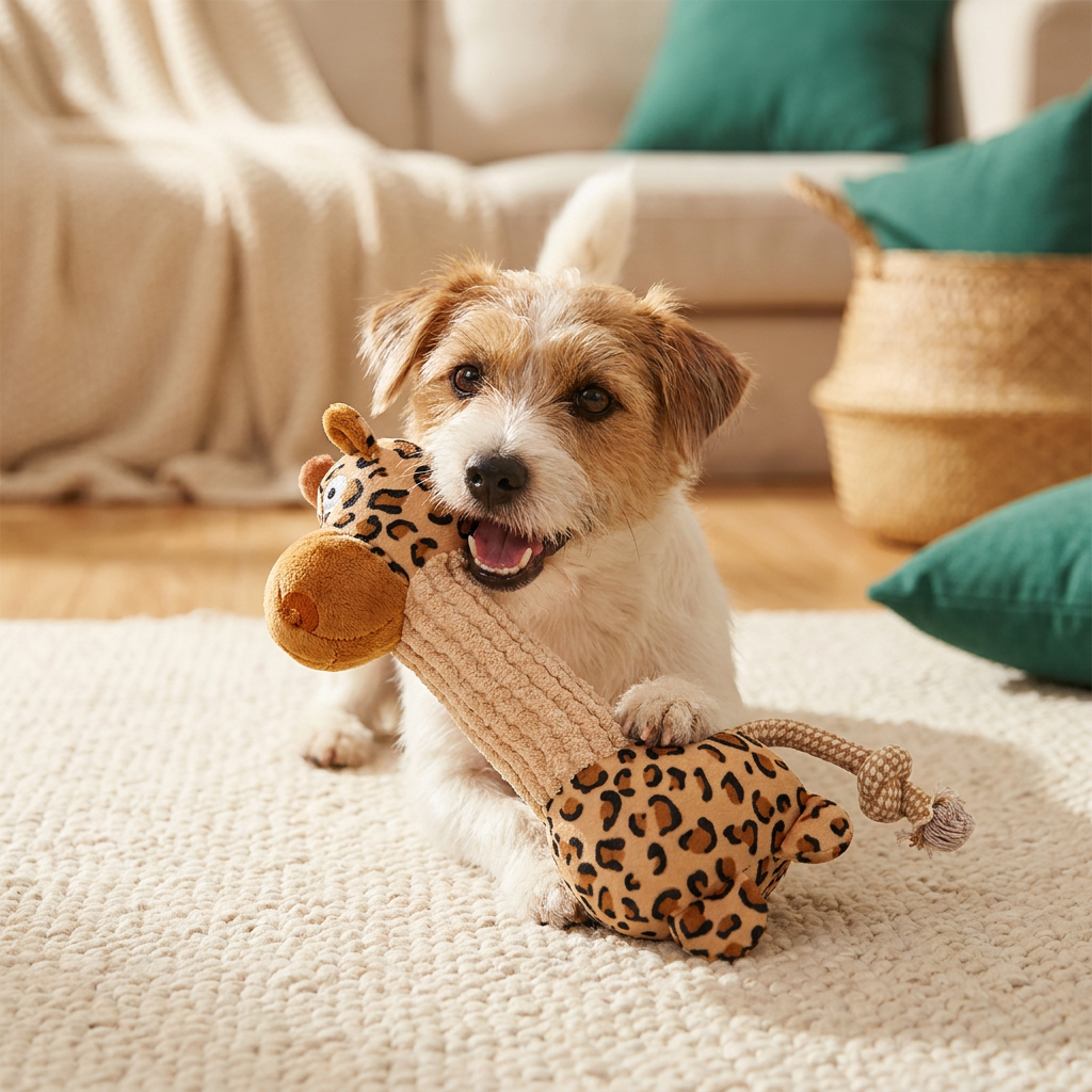 Durable Cotton Rope Teeth Cleaning Plush Dog Toy with Squeaker
