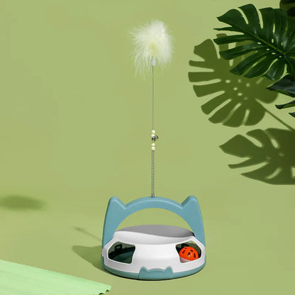 Interactive Cat Toy with Feathers and Rolling Ball for Active Indoor Cats