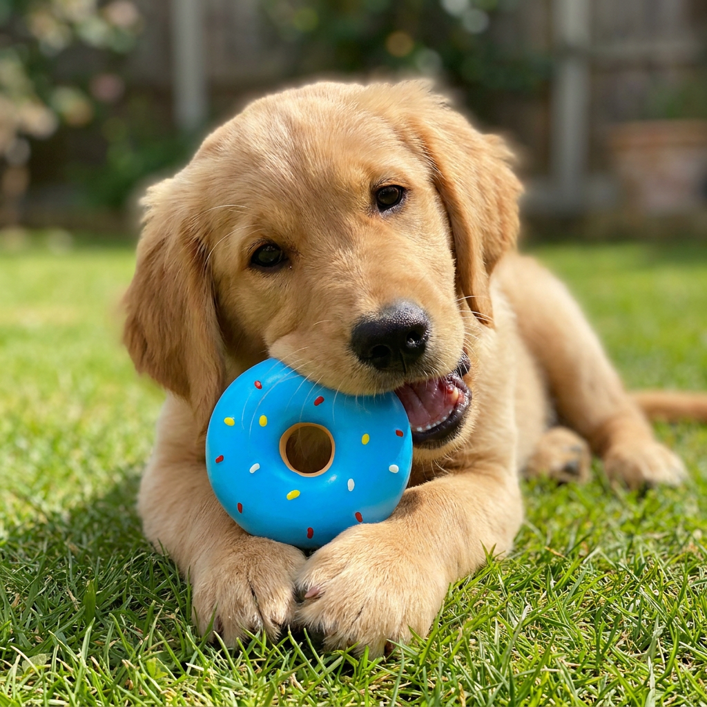 Colorful Squeaky Donut Dog Toy
