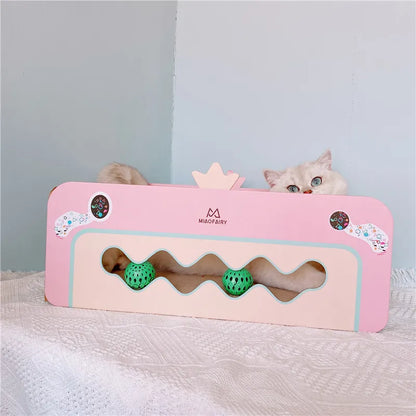Cat Scratching Furniture with Toys – Cat Scratcher, Pink Scratching Box
