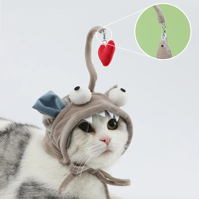 Cat Hat with Pendant - Fun Animal Costume for Cats with Toys
