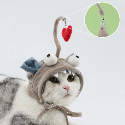 Cat Hat with Pendant - Fun Animal Costume for Cats with Toys