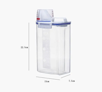 Airtight Container for Rice and Dry Food with Measuring Cup and Carry Handle