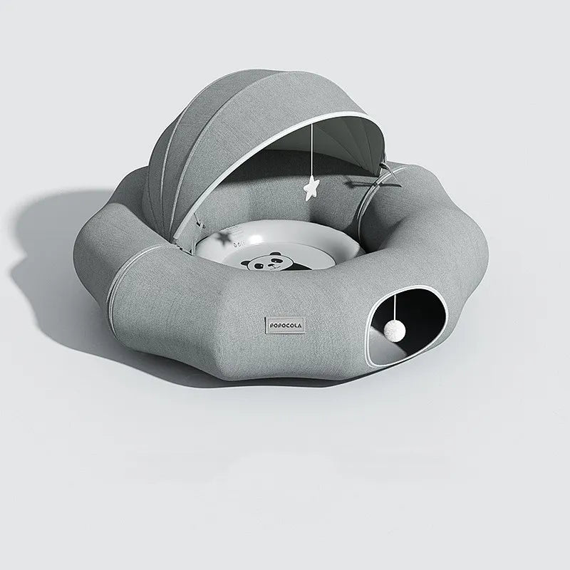 Cozy Bed for Cats and Small Dogs with Removable Roof and Toys