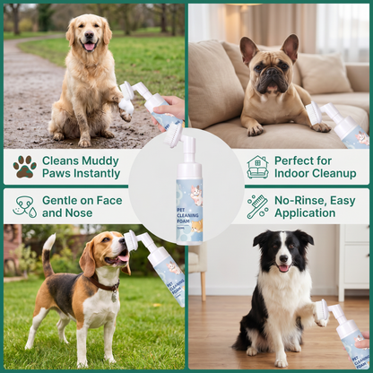 Gentle Waterless Paw Cleansing Foam with Brush for Dogs