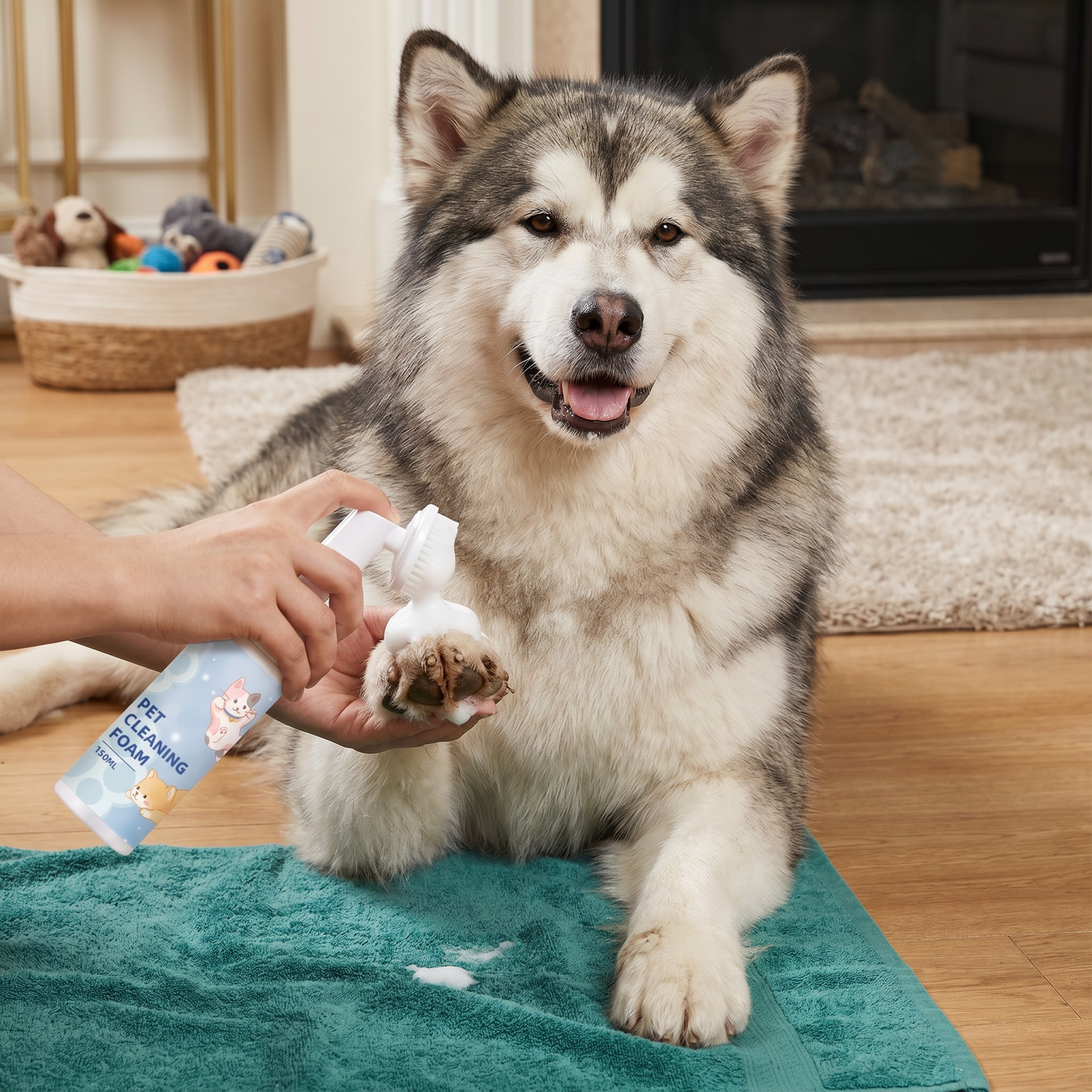Gentle Waterless Paw Cleansing Foam with Brush for Dogs