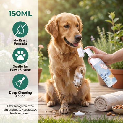 Gentle Waterless Paw Cleansing Foam with Brush for Dogs