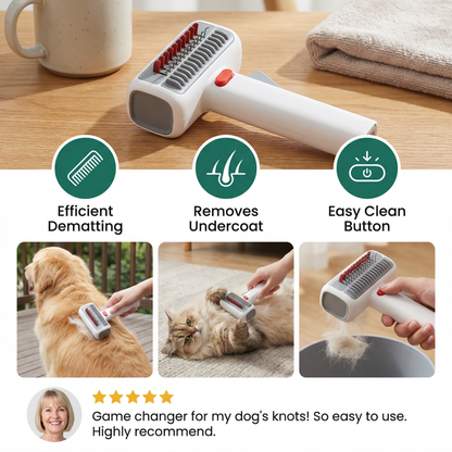 2-in-1 Pet Grooming & Trimming Brush – Dematting & Undercoat Comb for Long & Short Hair