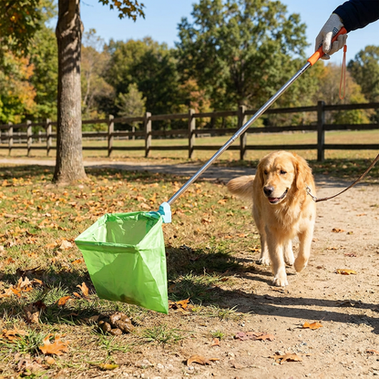 Portable Pet Waste Scoop with Extendable Handle for Easy Dog Walking Cleanup