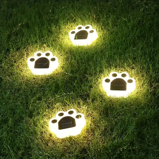 Wireless Solar Garden Paw Print Light
