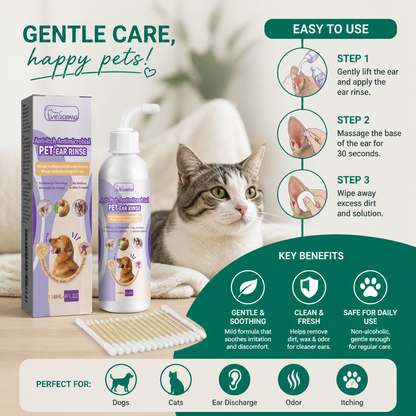 Gentle Pet Ear Cleaner – Odor-Free Formula for Dogs & Cats