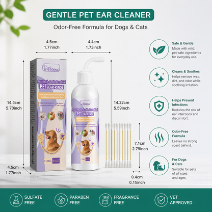 Gentle Pet Ear Cleaner – Odor-Free Formula for Dogs & Cats