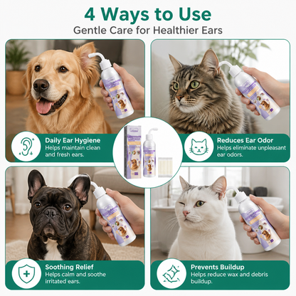 Gentle Pet Ear Cleaner – Odor-Free Formula for Dogs & Cats
