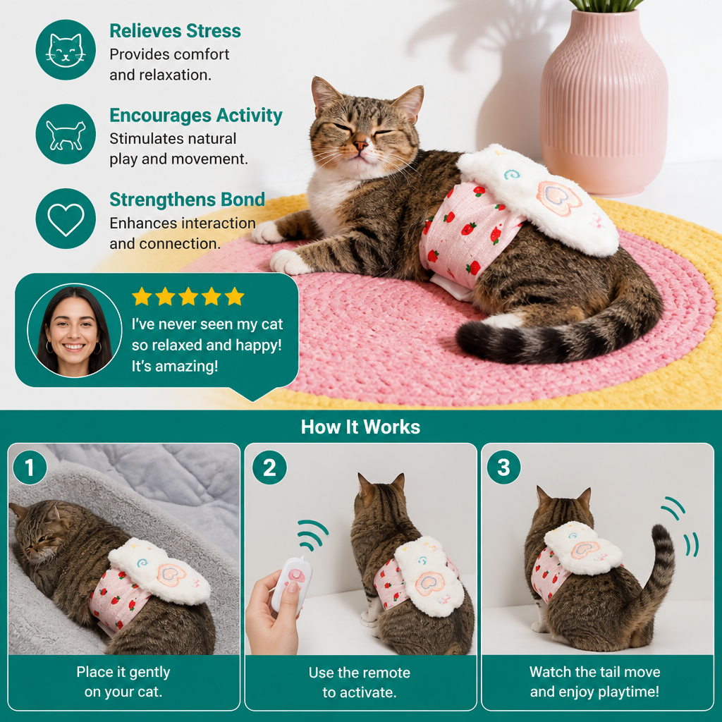 Interactive Remote Control Cat Toy with Moving Tail and Playful Motion