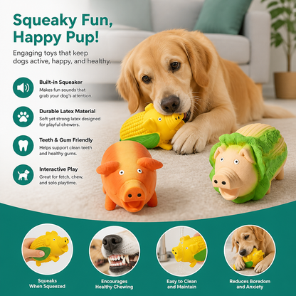 Durable Squeaky Latex Farm Animal Dog Toy
