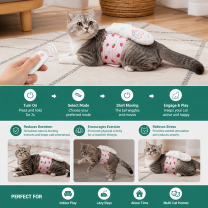 Interactive Remote Control Cat Toy with Moving Tail and Playful Motion