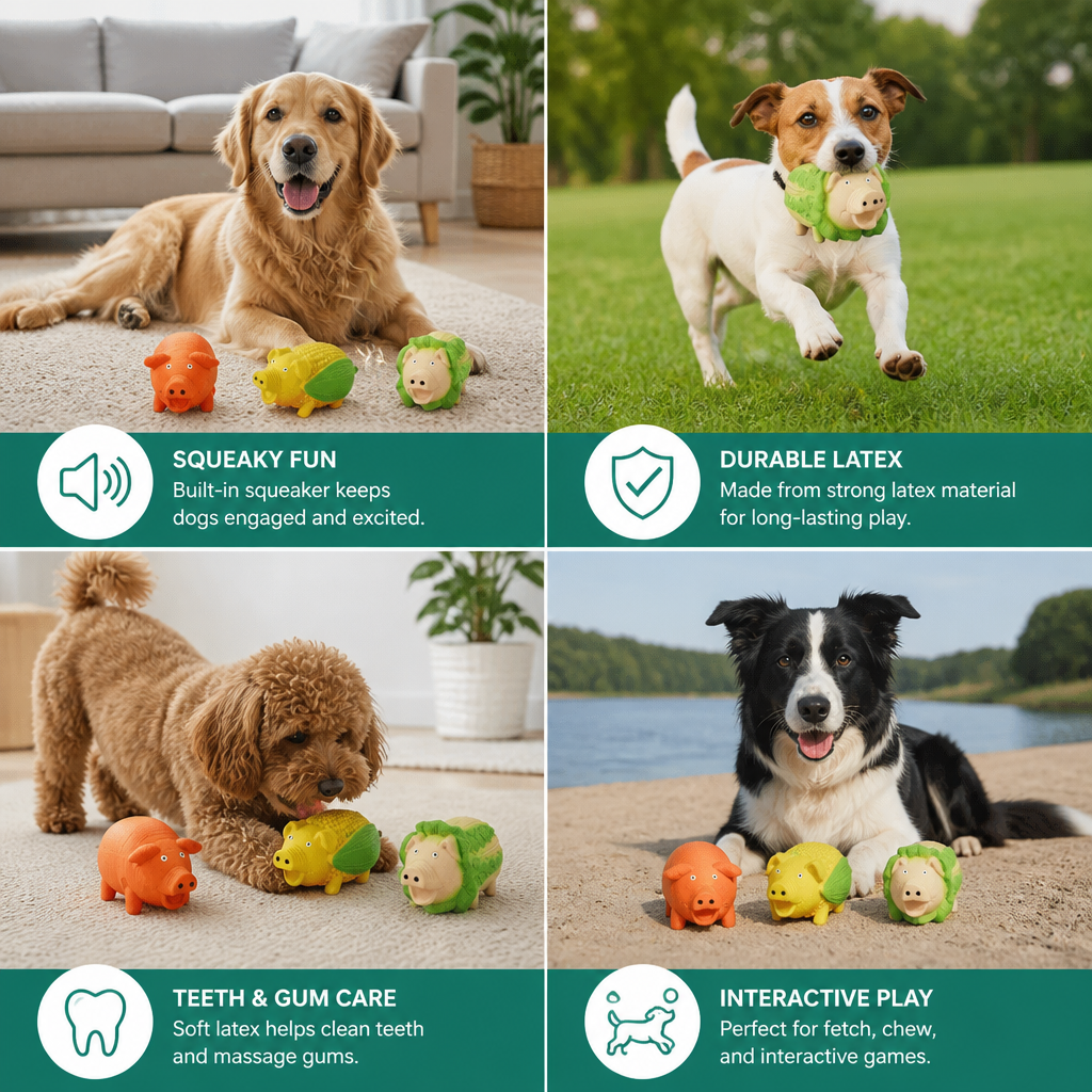 Durable Squeaky Latex Farm Animal Dog Toy