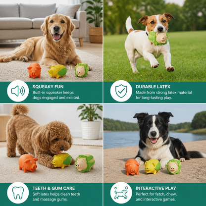 Durable Squeaky Latex Farm Animal Dog Toy