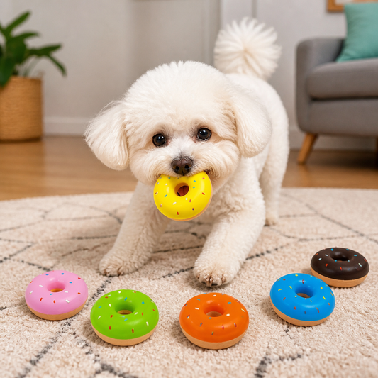 Colorful Squeaky Donut Dog Toy