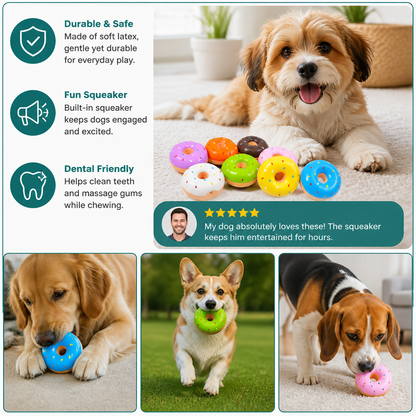 Colorful Squeaky Donut Dog Toy