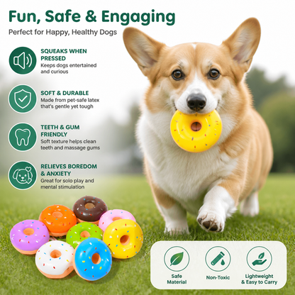 Colorful Squeaky Donut Dog Toy
