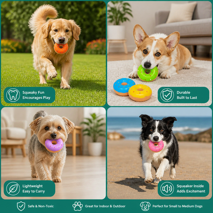 Colorful Squeaky Donut Dog Toy