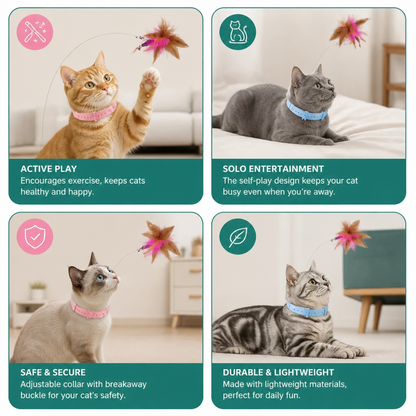 Interactive Feather Cat Toy with Adjustable Collar and Teasing Play Function