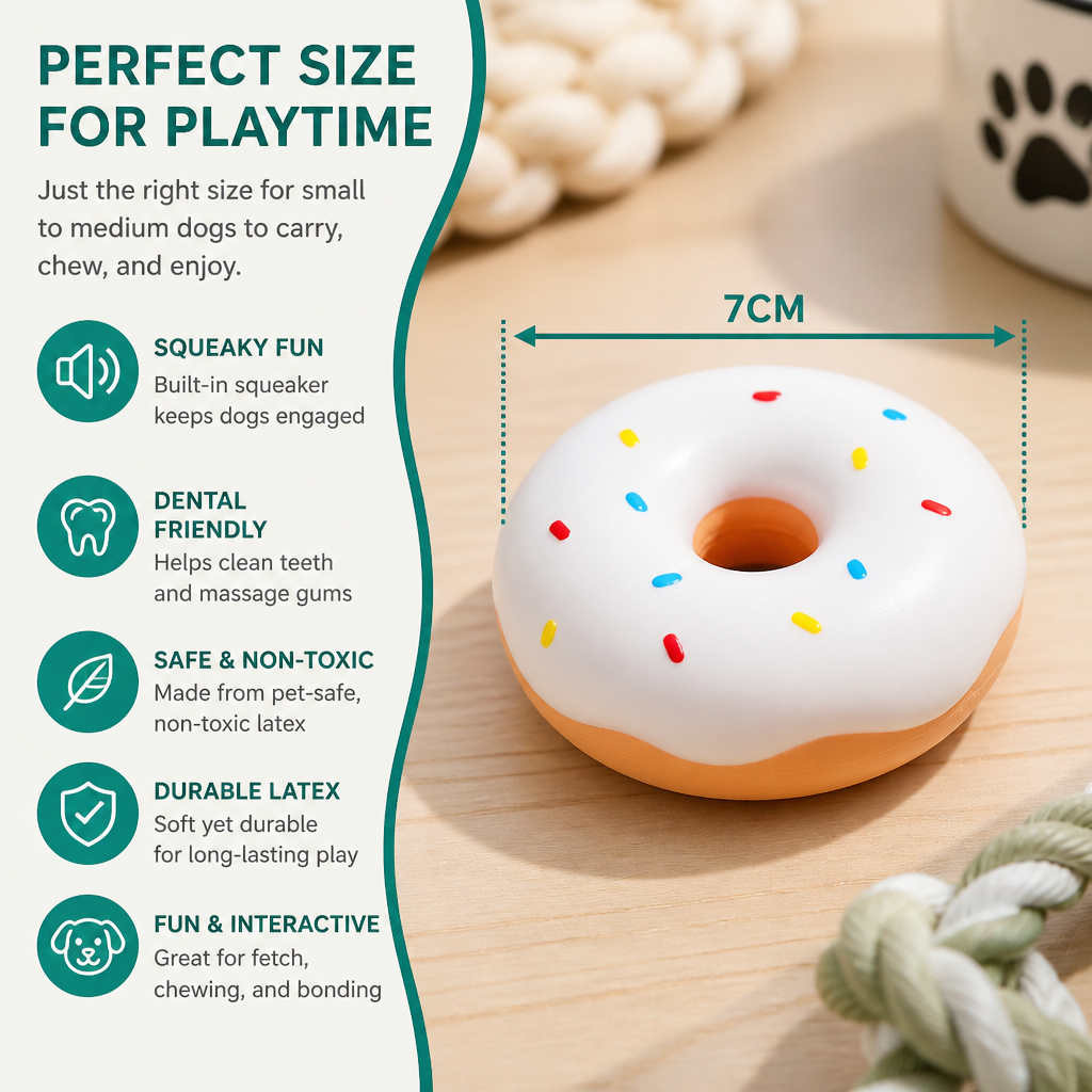 Colorful Squeaky Donut Dog Toy