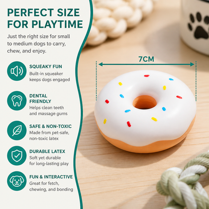 Colorful Squeaky Donut Dog Toy