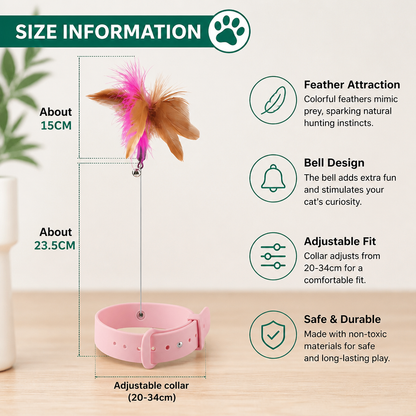 Interactive Feather Cat Toy with Adjustable Collar and Teasing Play Function