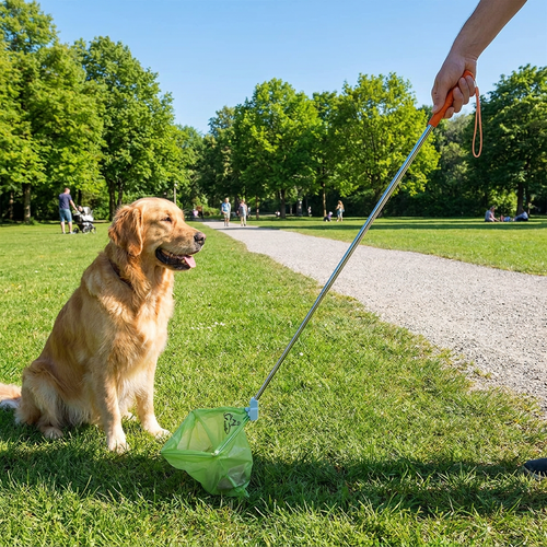 Portable Pet Waste Scoop with Extendable Handle for Easy Dog Walking Cleanup