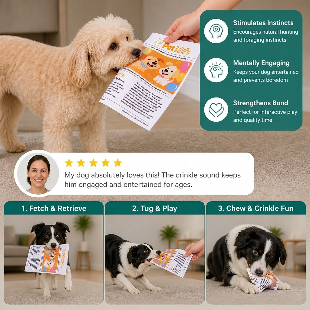Durable Interactive Crinkle Newspaper Dog Toy