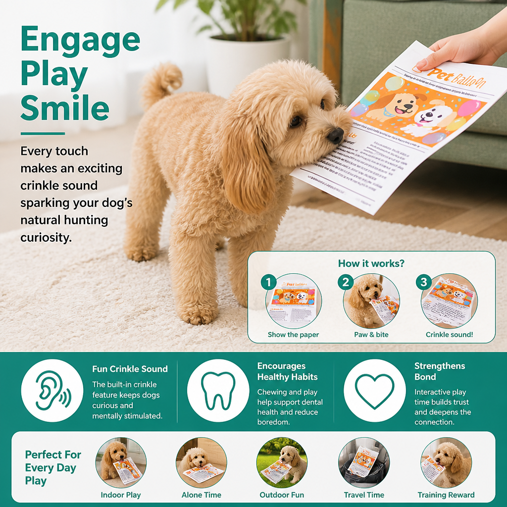 Durable Interactive Crinkle Newspaper Dog Toy