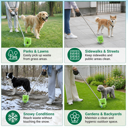 Portable Pet Waste Scoop with Extendable Handle for Easy Dog Walking Cleanup