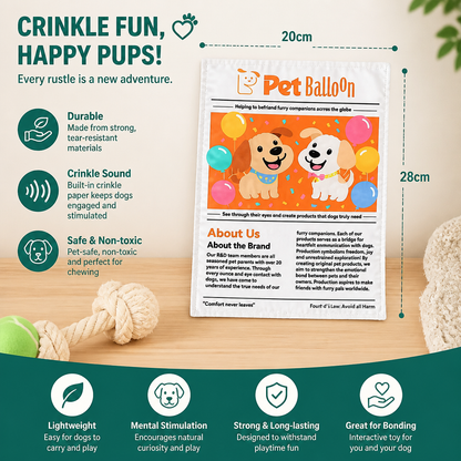 Durable Interactive Crinkle Newspaper Dog Toy