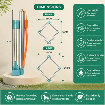 Portable Pet Waste Scoop with Extendable Handle for Easy Dog Walking Cleanup
