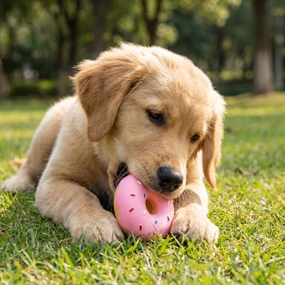 Colorful Squeaky Donut Dog Toy