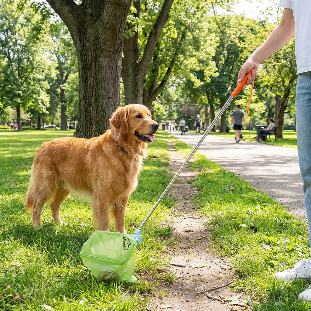 Portable Pet Waste Scoop with Extendable Handle for Easy Dog Walking Cleanup