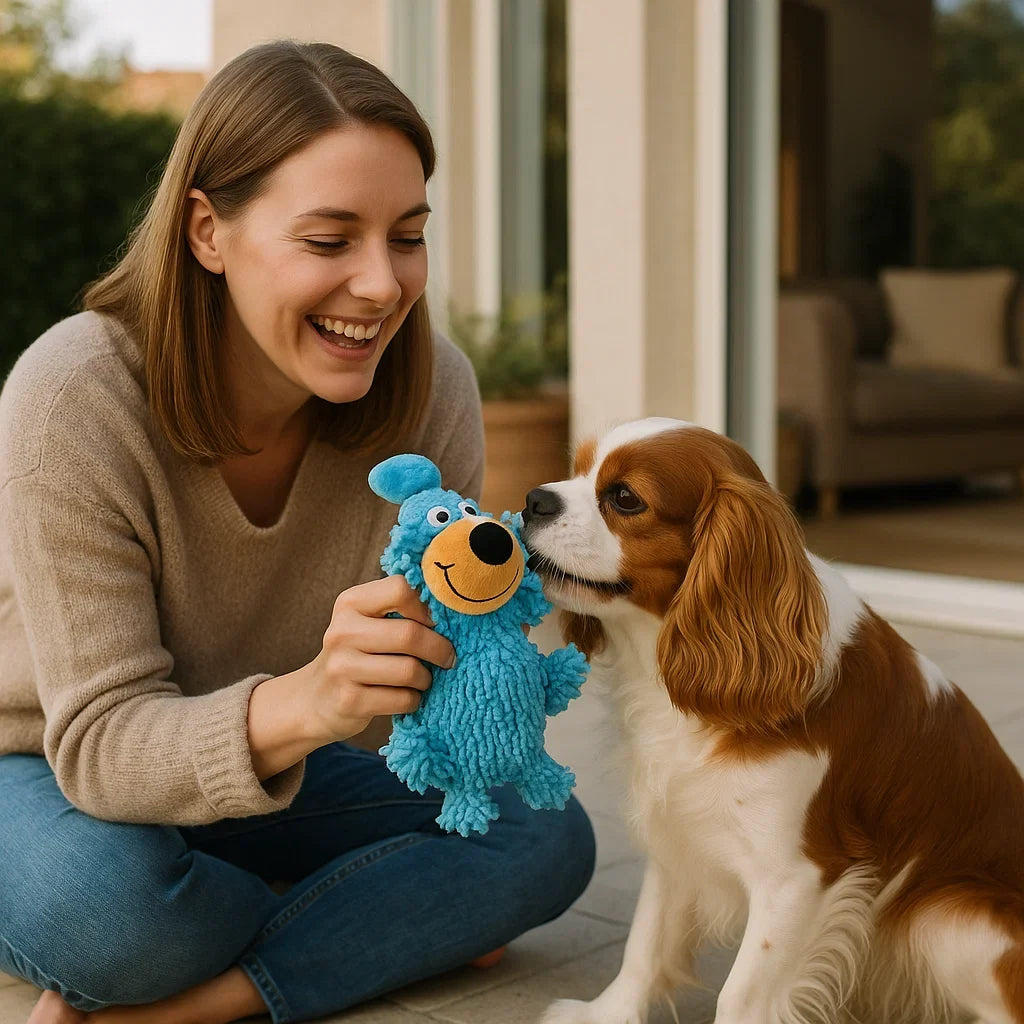 Laughing Dog Dental Cleaning Toy in Bright Colors