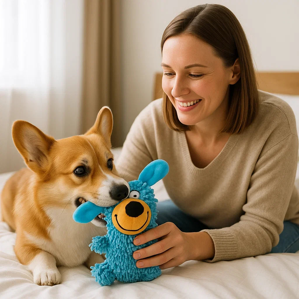 Laughing Dog Dental Cleaning Toy in Bright Colors