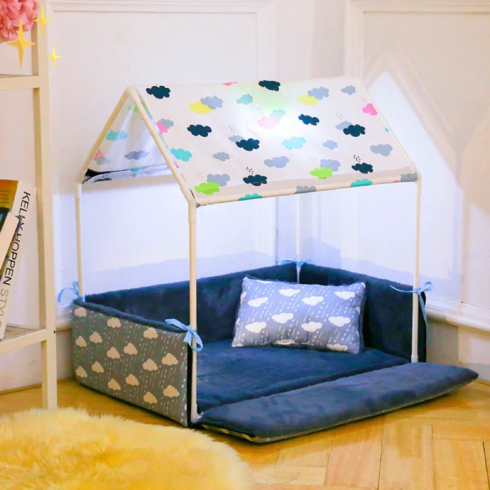 Fleece Sleeping Mat with Canopy and Plush Cushion