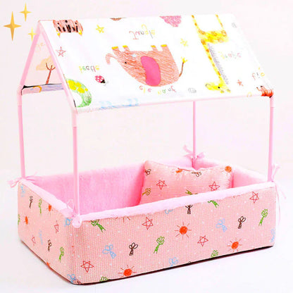 Fleece Sleeping Mat with Canopy and Plush Cushion