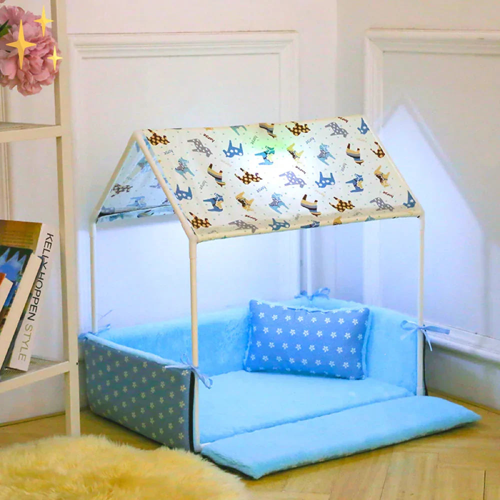 Fleece Sleeping Mat with Canopy and Plush Cushion