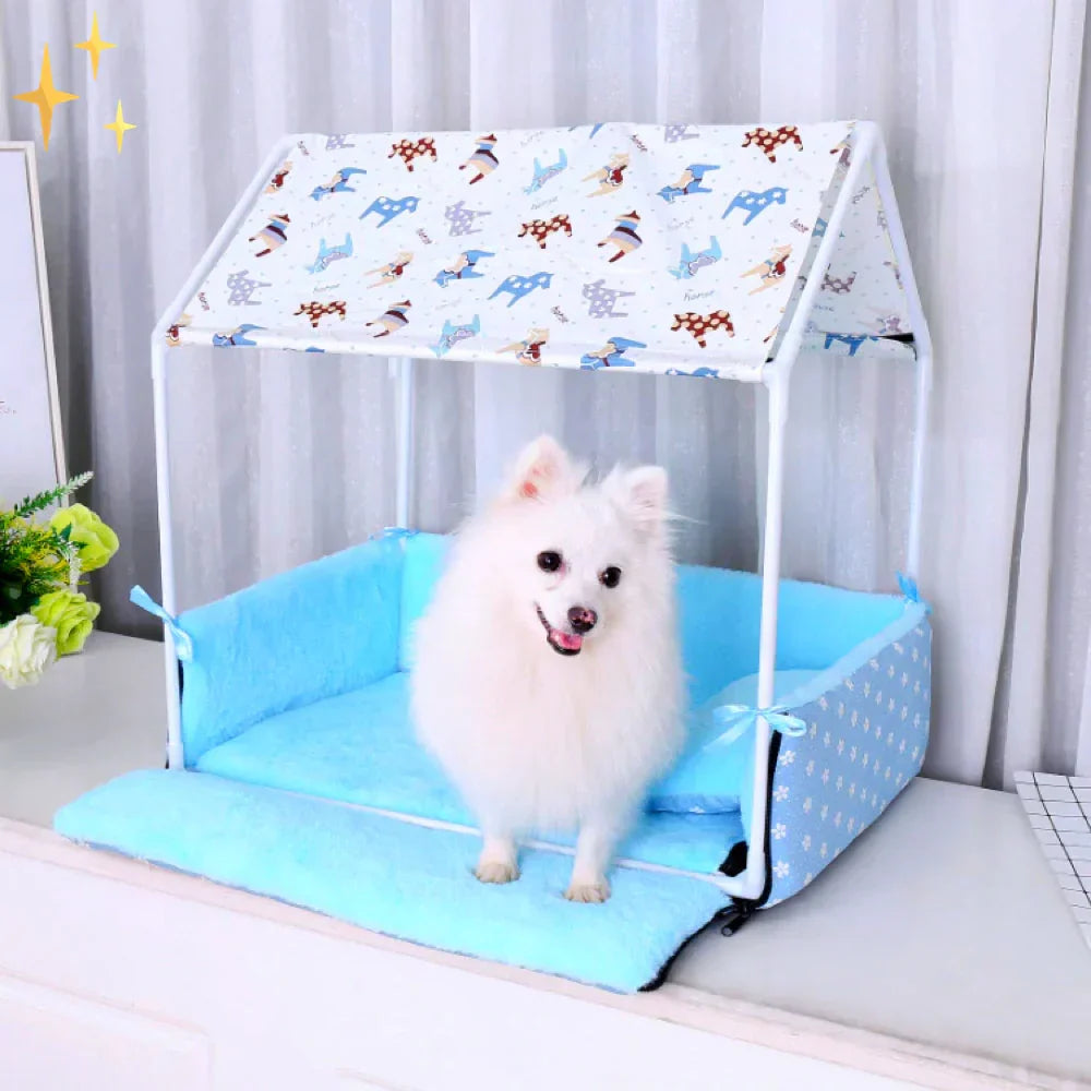 Fleece Sleeping Mat with Canopy and Plush Cushion