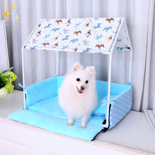 Fleece Sleeping Mat with Canopy and Plush Cushion
