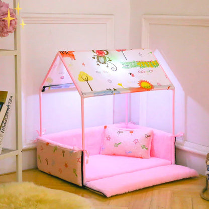 Fleece Sleeping Mat with Canopy and Plush Cushion