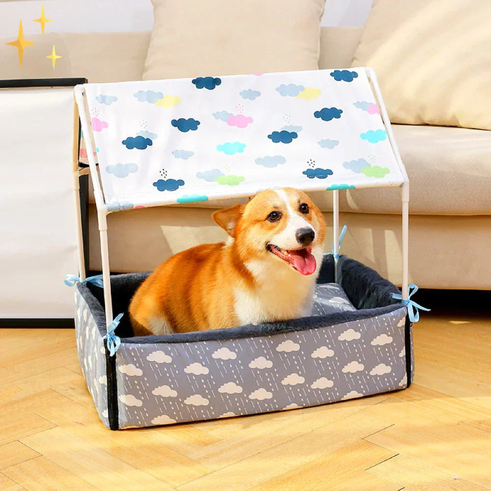 Fleece Sleeping Mat with Canopy and Plush Cushion
